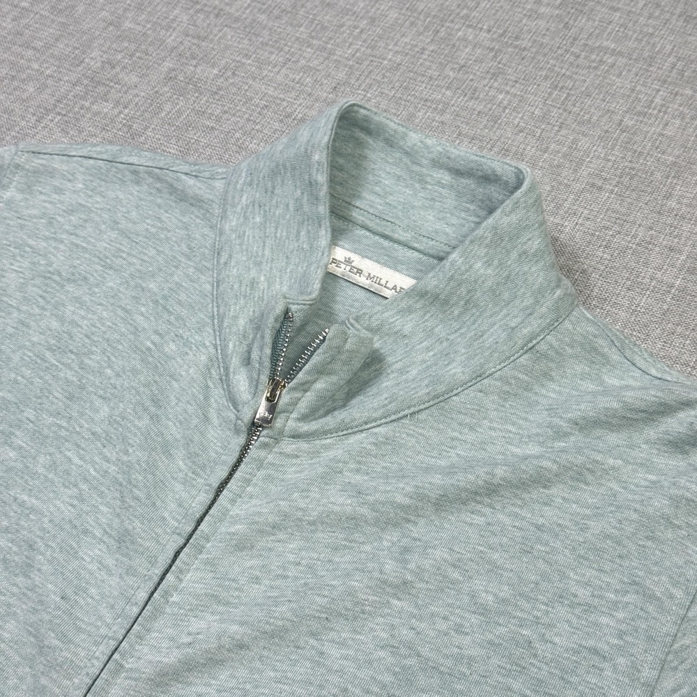Peter Millar Crown Full Zip Golf Sweatshirt Womens Large Green Mock Neck